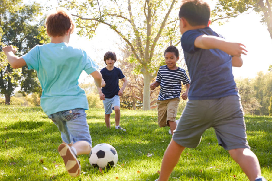 young boys playing soccer